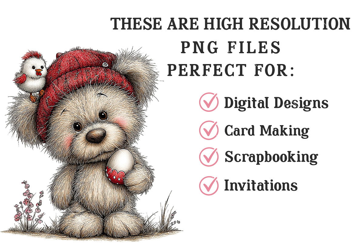 Whimsical Easter Teddy Bear Clipart, an Illustration by OK Design (Photo 4 of 6)