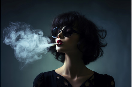 Modern girl smoke. Generate ai, a Person Photo by Ylivdesign