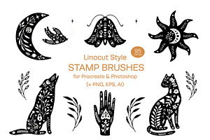 Linocut Style Stamp Brushes