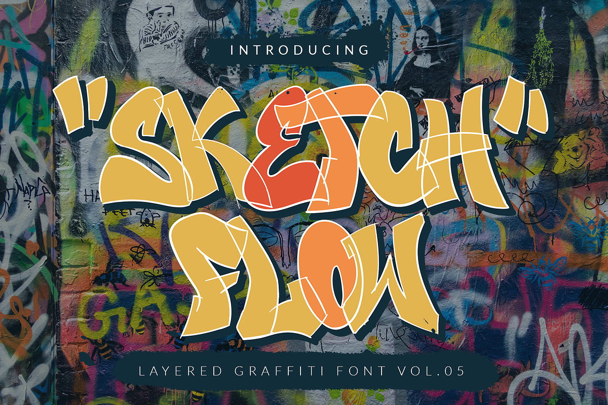 Sketch Flow - Layered Graffiti Font, a Blackletter Font by SemutHitam Creative (Photo 1 of 6)