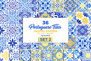 Portuguese Tiles Digital Papers Set2