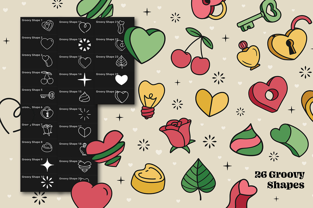 Retro Groovy Valentine for Procreate, a Brush Add-On by Pencil Twist (Photo 6 of 10)