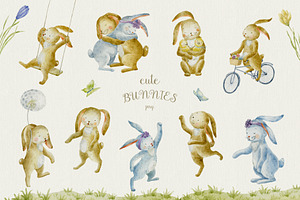 Easter Story. Cute Bunnies.