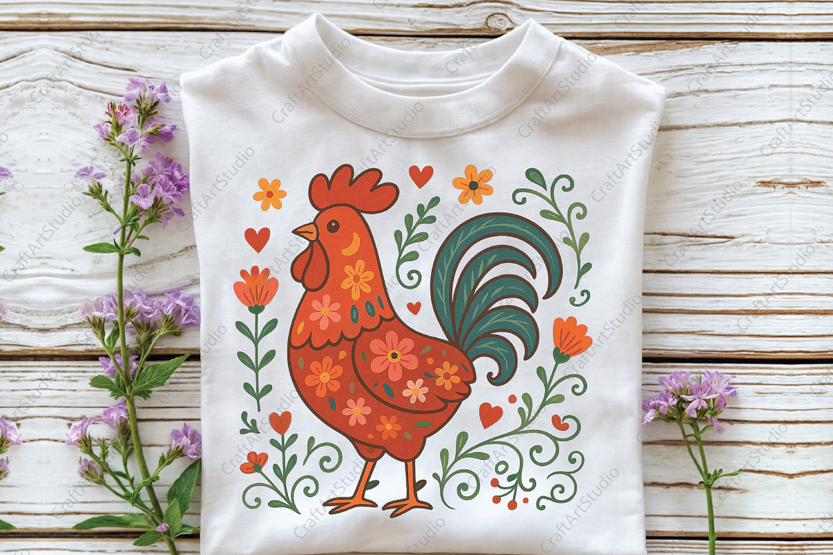 Floral Chicken Valentine PNG, an Illustration by CraftArtStudio (Photo 3 of 4)