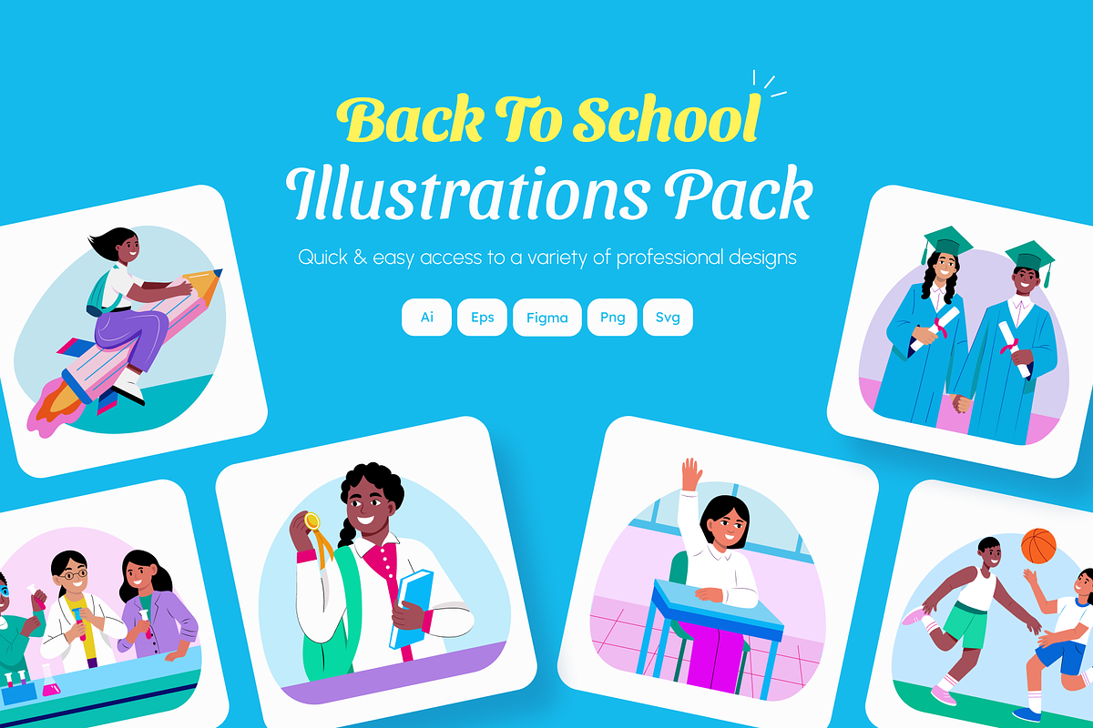 Back To School Illustration Art Pack, an Education Illustration by Brickclay (Photo 1 of 10)