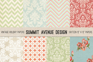 Vintage Retro Holiday Digital papers