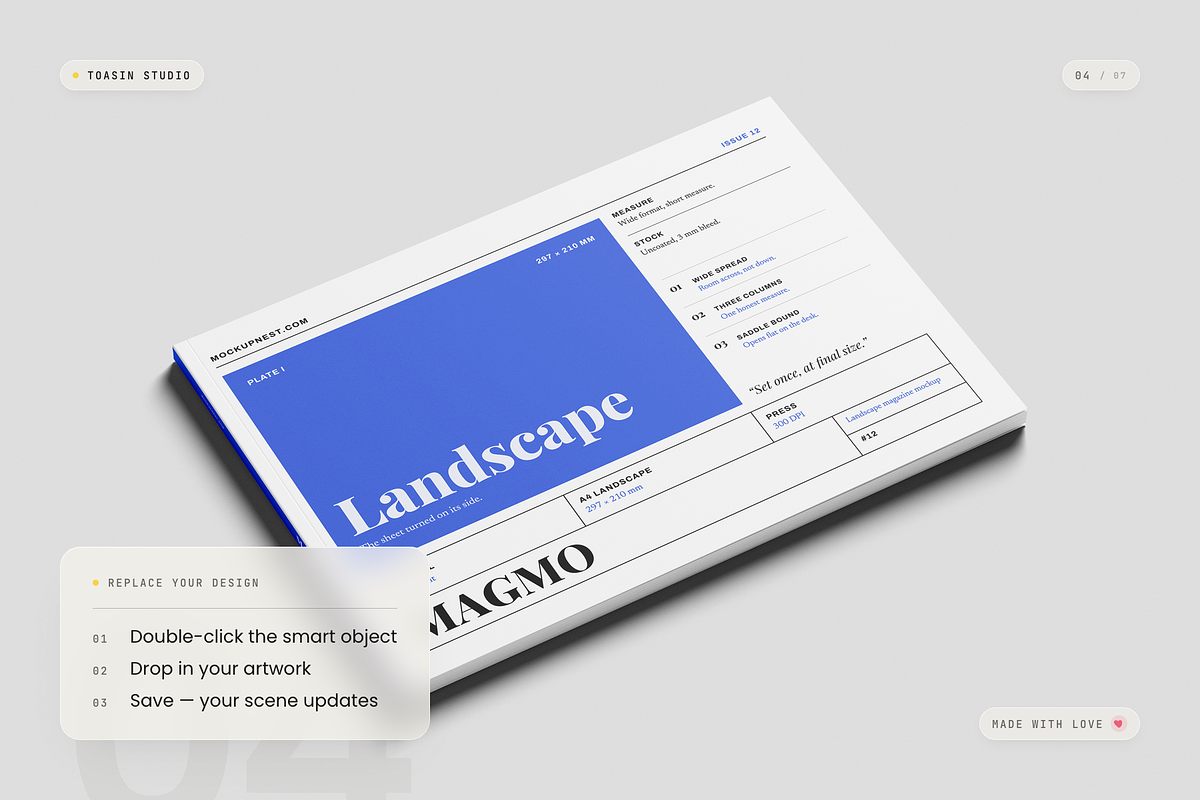 A4 Landscape Magazine Mockup, a Books & Magazine Mockup by Toasin Studio (Photo 4 of 7)