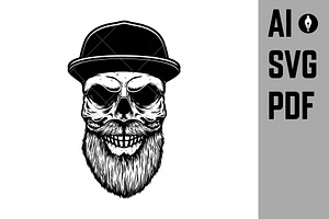 Bearded Skull In Baseball Cap