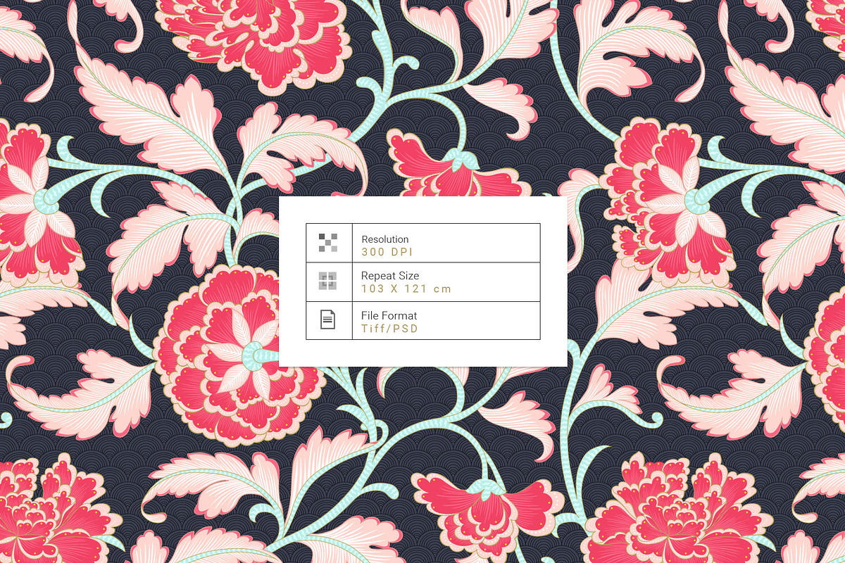 Meili Oriental Peony Pattern & Motif, a Pattern Graphic by Pink Linen (Photo 2 of 12)