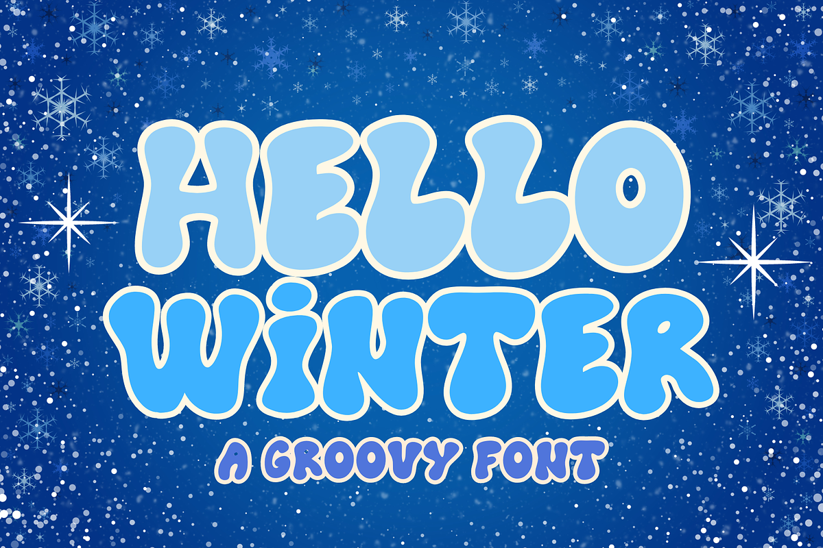 Hello Winter is a retro groovy font, a Handwritten Font by Brown Cupple (Photo 1 of 7)