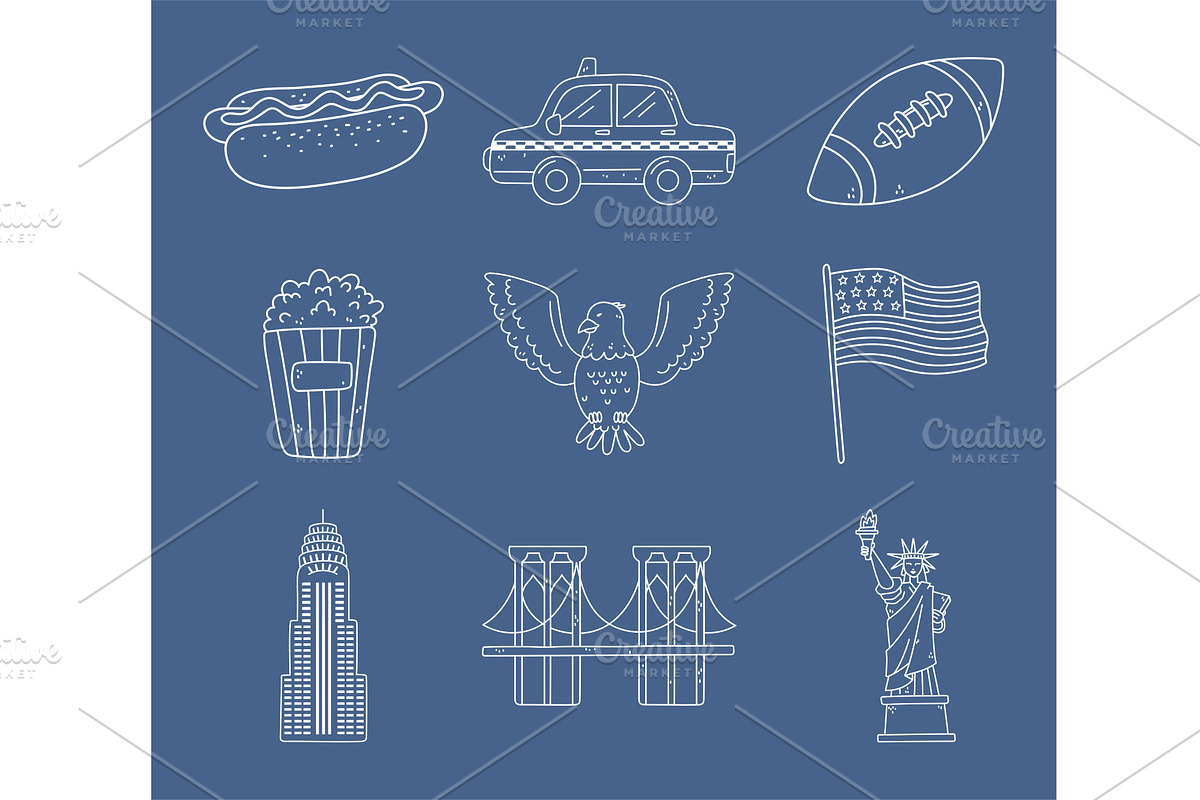 american symbols outline, an Illustration by studiogstock