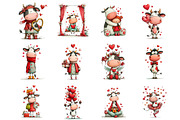 Whimsical Valentine Couple Clipart, an Illustration by Designking (Thumbnail 3 of 5)