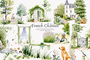 French Château watercolor clipart, a Decorative Illustration by Patishop Art (Thumbnail 2 of 10)
