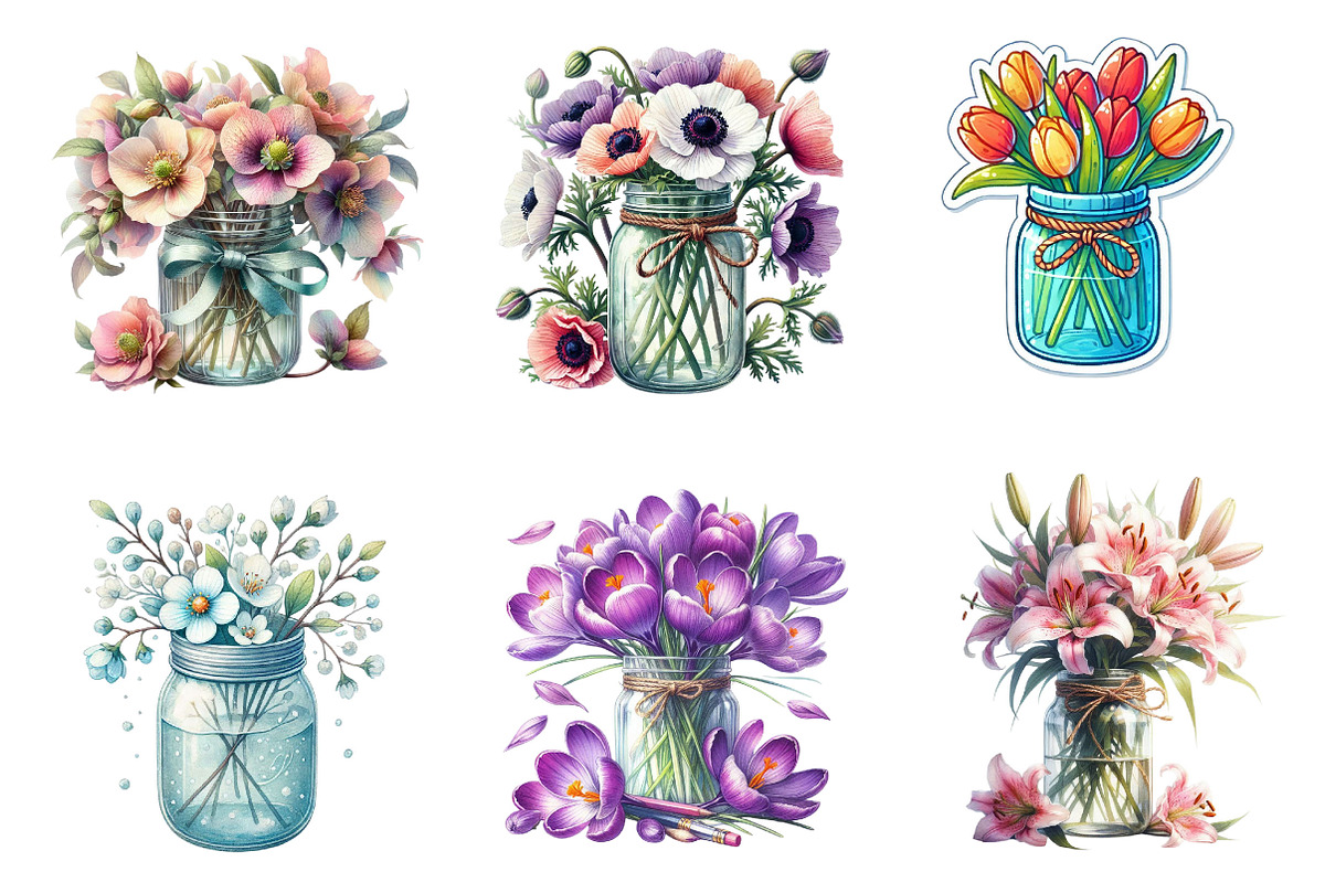 Watercolor Spring Flower Jar PNG, a Graphic by CitraGraphics (Photo 3 of 4)