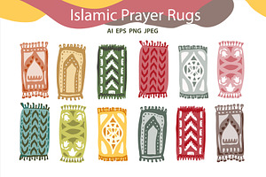 Islamic prayer rugs. Vector