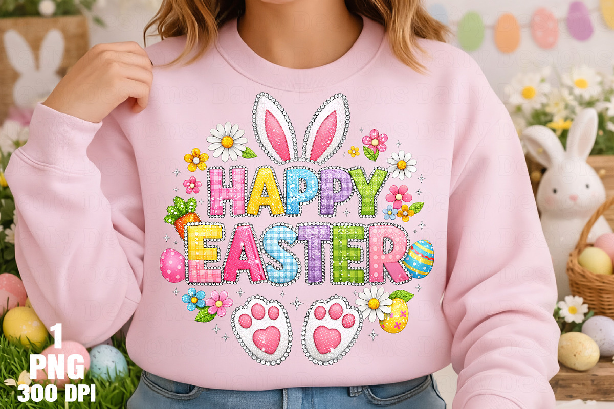 Rhinestone Happy Easter PNG, an Illustration by Daily.Designs (Photo 4 of 5)