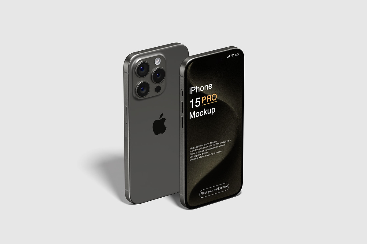 iPhone 15 Pro Mockup, an iPhone Mockup by Jestdio (Photo 2 of 14)