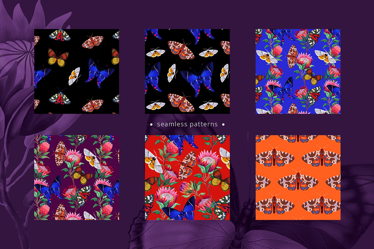 Dark bloom set. Chic & Trendy!, a Pattern Graphic by OlgaSoi007