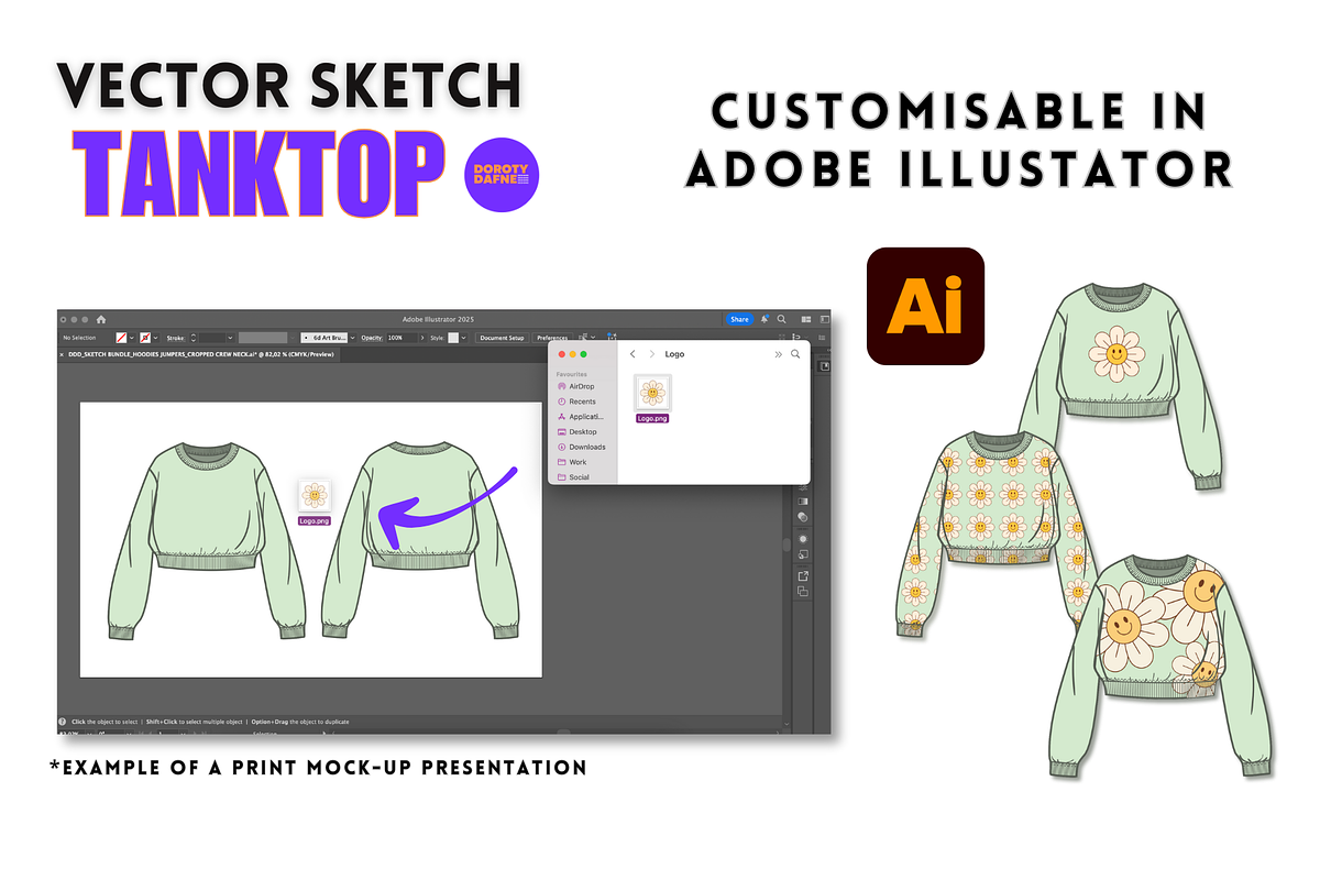 Cropped Top Vector Sketch, an Apparel Mockup by Doroty Dafne Designs (Photo 5 of 7)