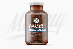 Amber Pills Bottle Mockup, a Packaging Mockup by Reformer Mockup