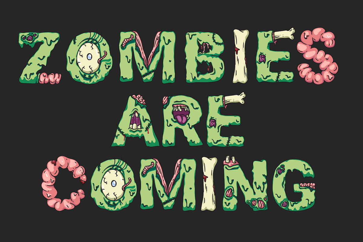 Scary zombie monster halloween font preview 6