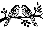 Birds on Branch Vector Collection, a Decorative Illustration by Designer_Momina (Thumbnail 10 of 21)