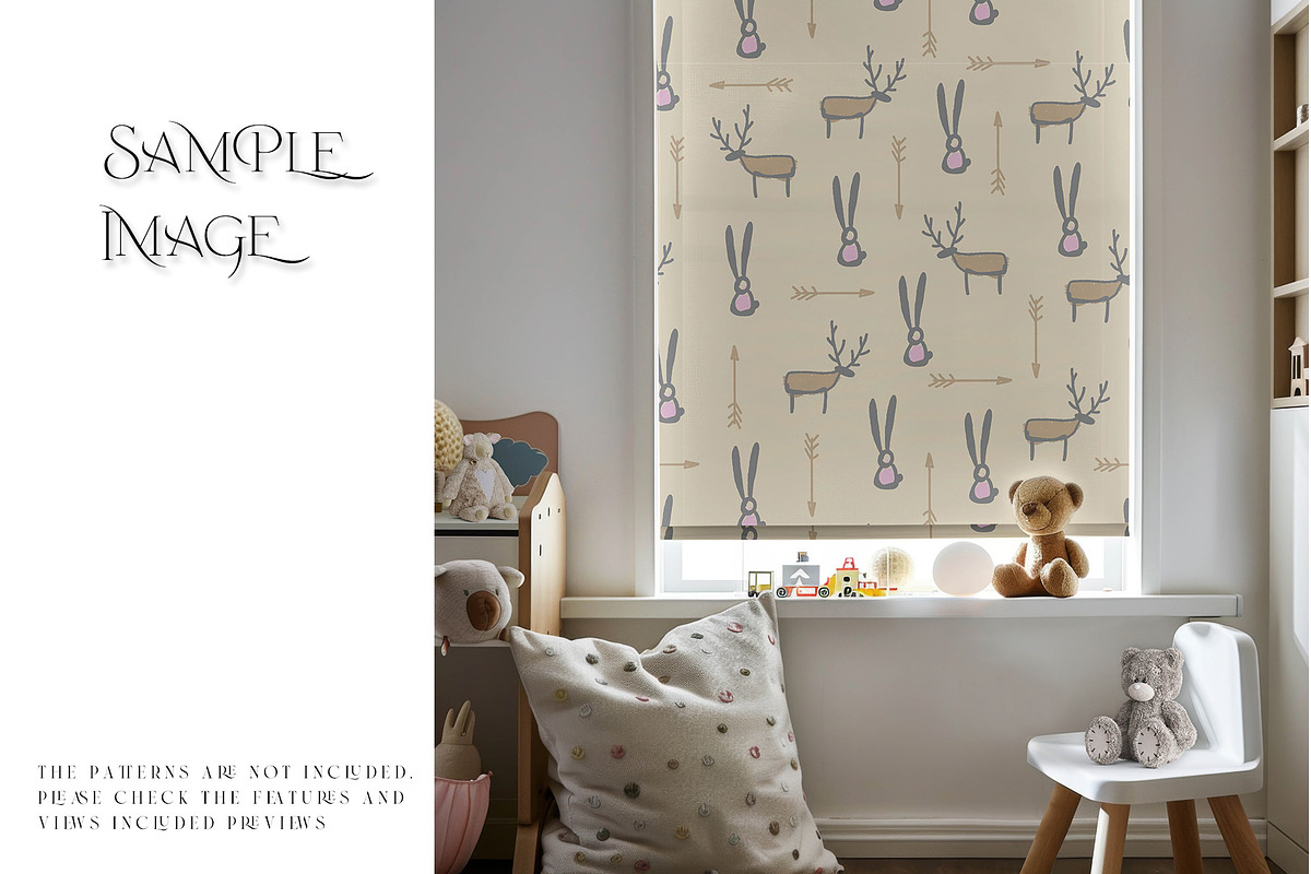 Nursery Roll Blinds & Pillow Mockups, a Household Mockup by mock-ups (Photo 5 of 14)