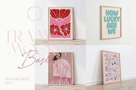 4x Bundle Thin Wood Frame Mockup, an Advertising Mockup by First Impression Mockups