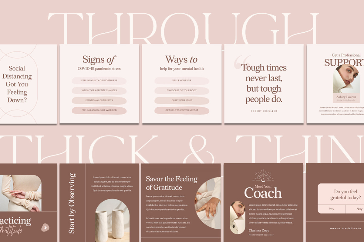 Wellness Carousel Instagram CANVA PS, a Social Media Template by Eviory