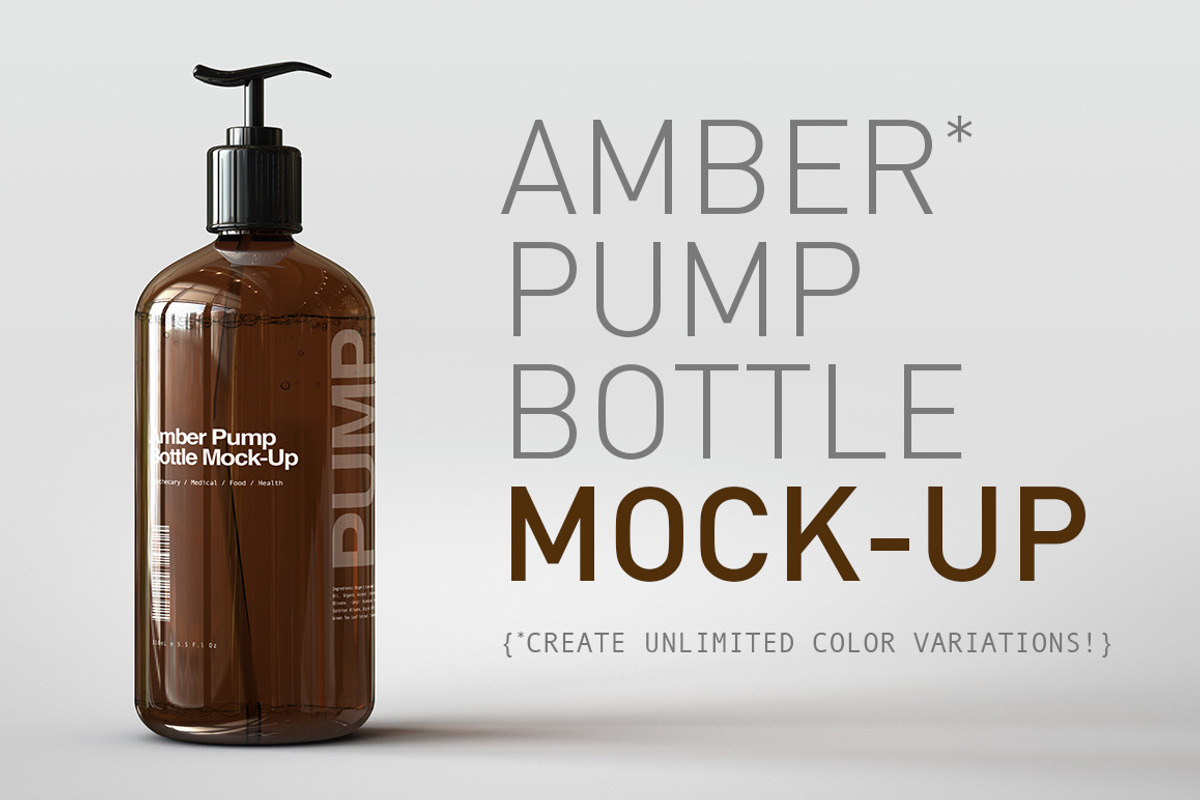 Amber Pump Bottle Mock-Up, a Pens & Pencil Mockup by TSOBG (Photo 1 of 15)