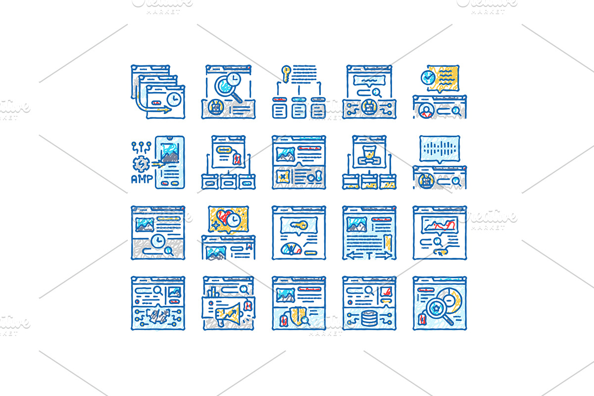 seo improve top website icons hand, an Object Illustration by pikepicture