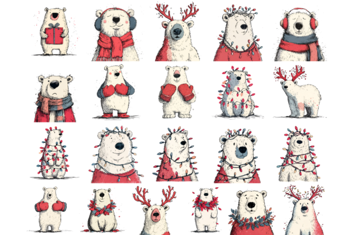 Cute Christmas Polar Bear Clipart, a Graphic by Markicha Art (Photo 4 of 4)