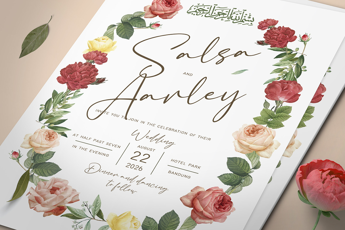 Islamic Flowers Invitation Set preview 2