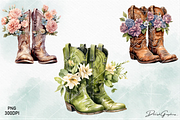 Western Floral Cowboy Boots Clipart, a Decorative Illustration by danishgraphics (Thumbnail 5 of 6)