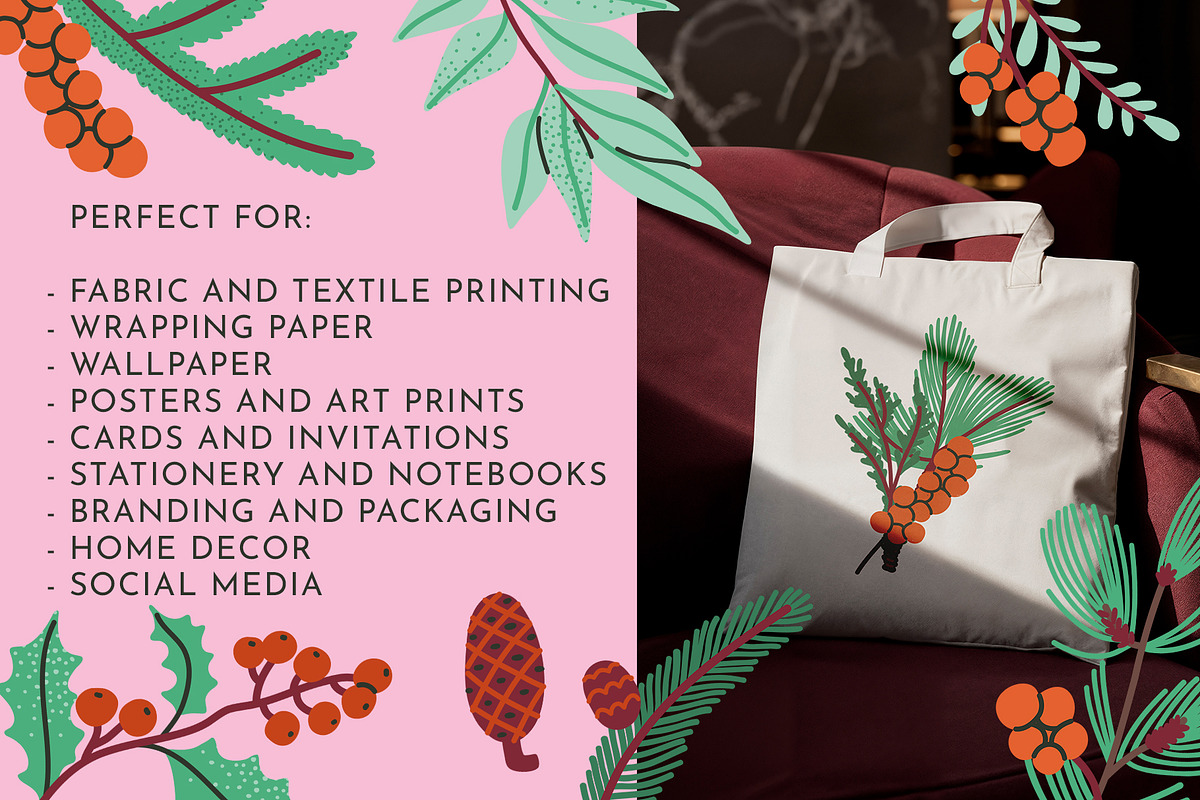 CHRISTMAS FLORA: clipart, a Seasonal Illustration by Elliko shop (Photo 3 of 6)