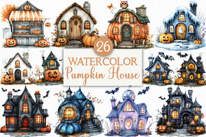 Halloween Pumpkin House Clipart, an Illustration by Craft Nest
