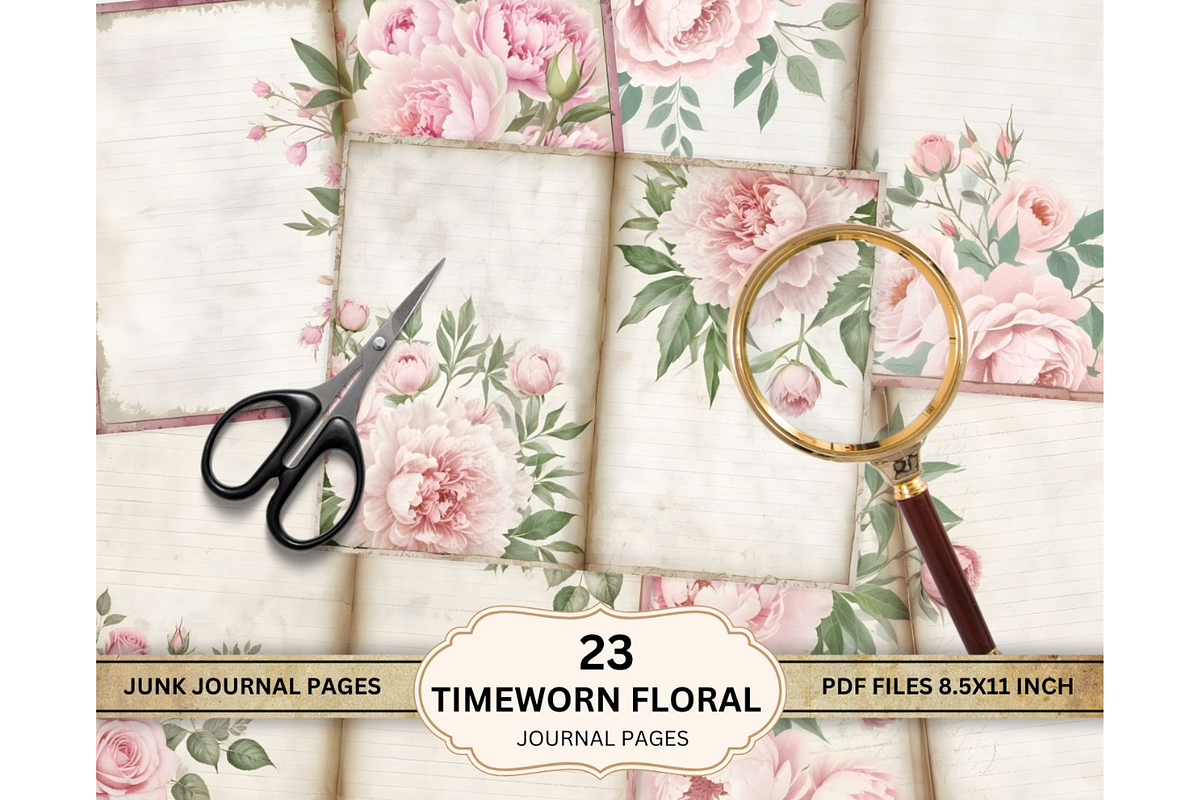 Floral Junk Journal Pages PDF, a Decorative Illustration by Coral Beauty (Photo 2 of 5)