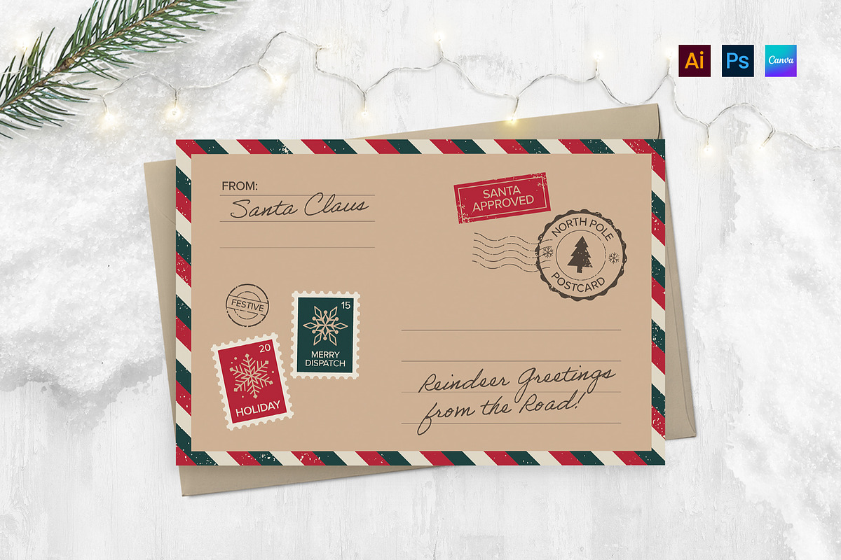 Christmas Vintage Travel Postcard preview 2