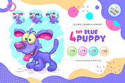 Set cartoon Blue puppy. Tshirt, PNG., an Animal Illustration by KENO Mascots (Thumbnail 1 of 4)