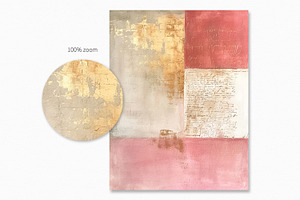 Pink And Gold Scripts Paintings