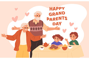 Happy grandparents day poster, a Person Illustration by YummyBuum