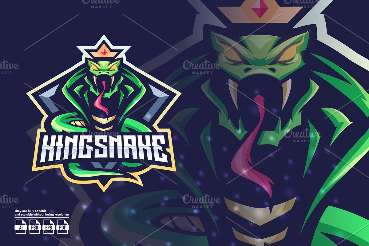 King Snake Mascot Esport Logo, a Branding & Logo Template by prps.std (Photo 1 of 3)