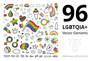 96 Love Vector Elements Set