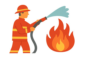 Firefighter extinguishing flames, an Illustration by ZinetroN