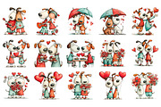Whimsical Valentines Day Dog Clipart, an Illustration by SinaCreation (Thumbnail 2 of 11)