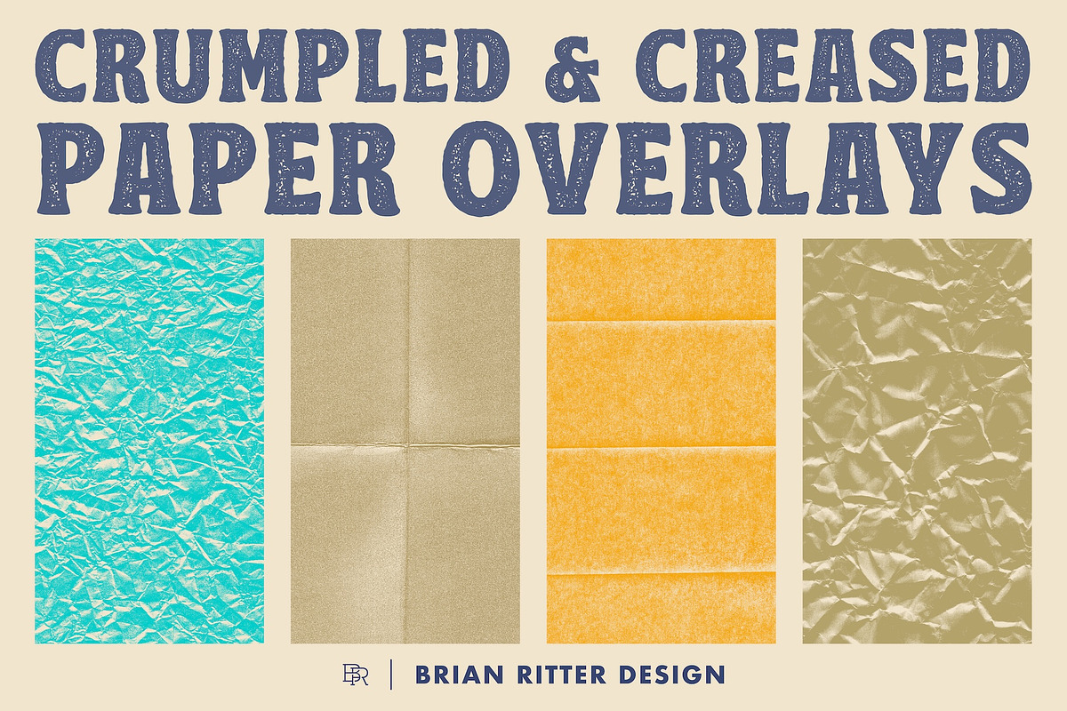 Crumpled & Creased Paper Overlays, a Texture Graphic by Brian Ritter Design (Photo 1 of 12)