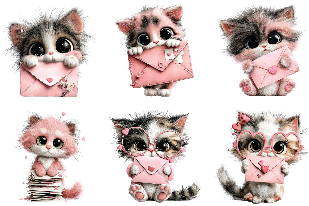 Valentine Cat Love Letter Clipart, an Illustration by CraftArtStudio (Photo 5 of 6)