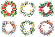 Watercolor Summer Wreath Clipart, an Illustration by DreamArtGraphic (Thumbnail 4 of 4)