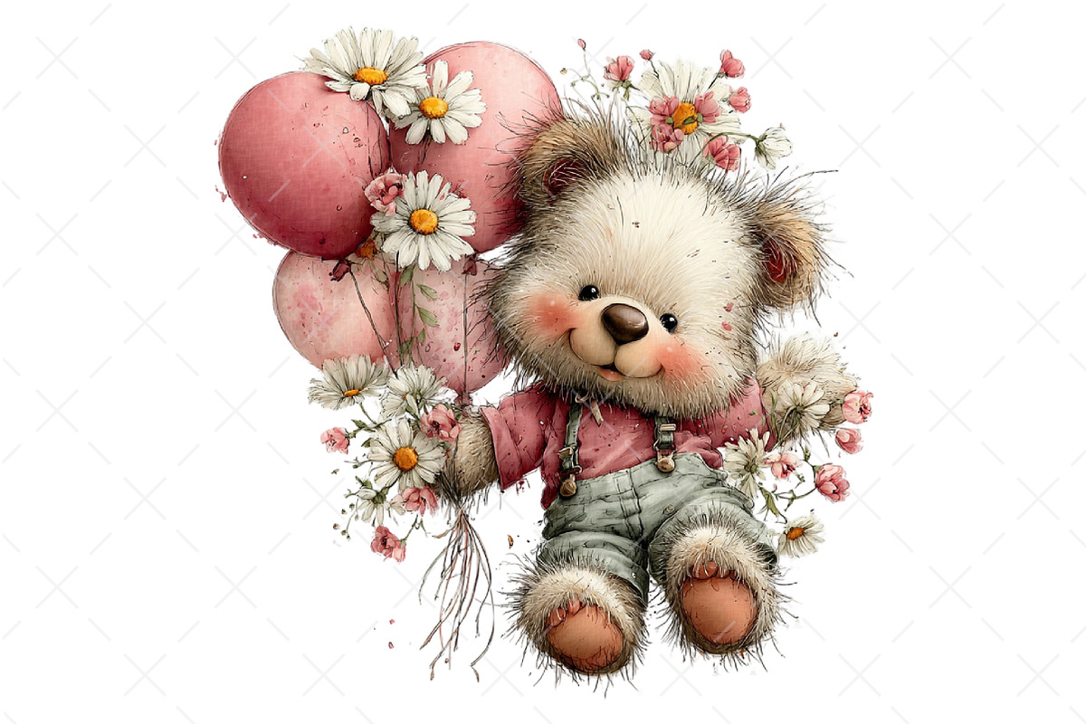 Whimsical Summer Teddy Bear Clipart, an Illustration by Craft Nest (Photo 11 of 12)