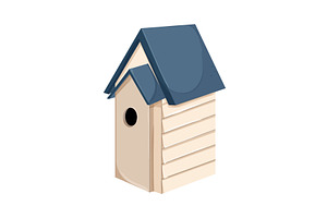 Spring Bird House Cartoon Vector